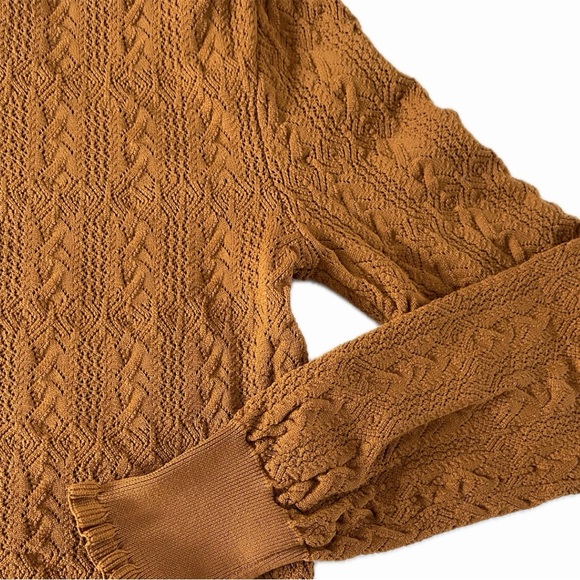 Zara Knit Orange Textured Turtleneck Top - Picture 2 of 3